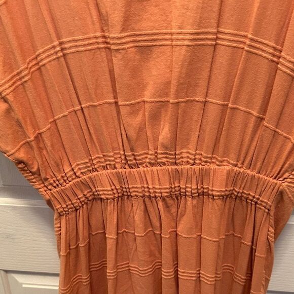 Free People 100% Cotton Terracotta Maxi Dress Size XS Boho Style Elastic Waist - Picture 5 of 7